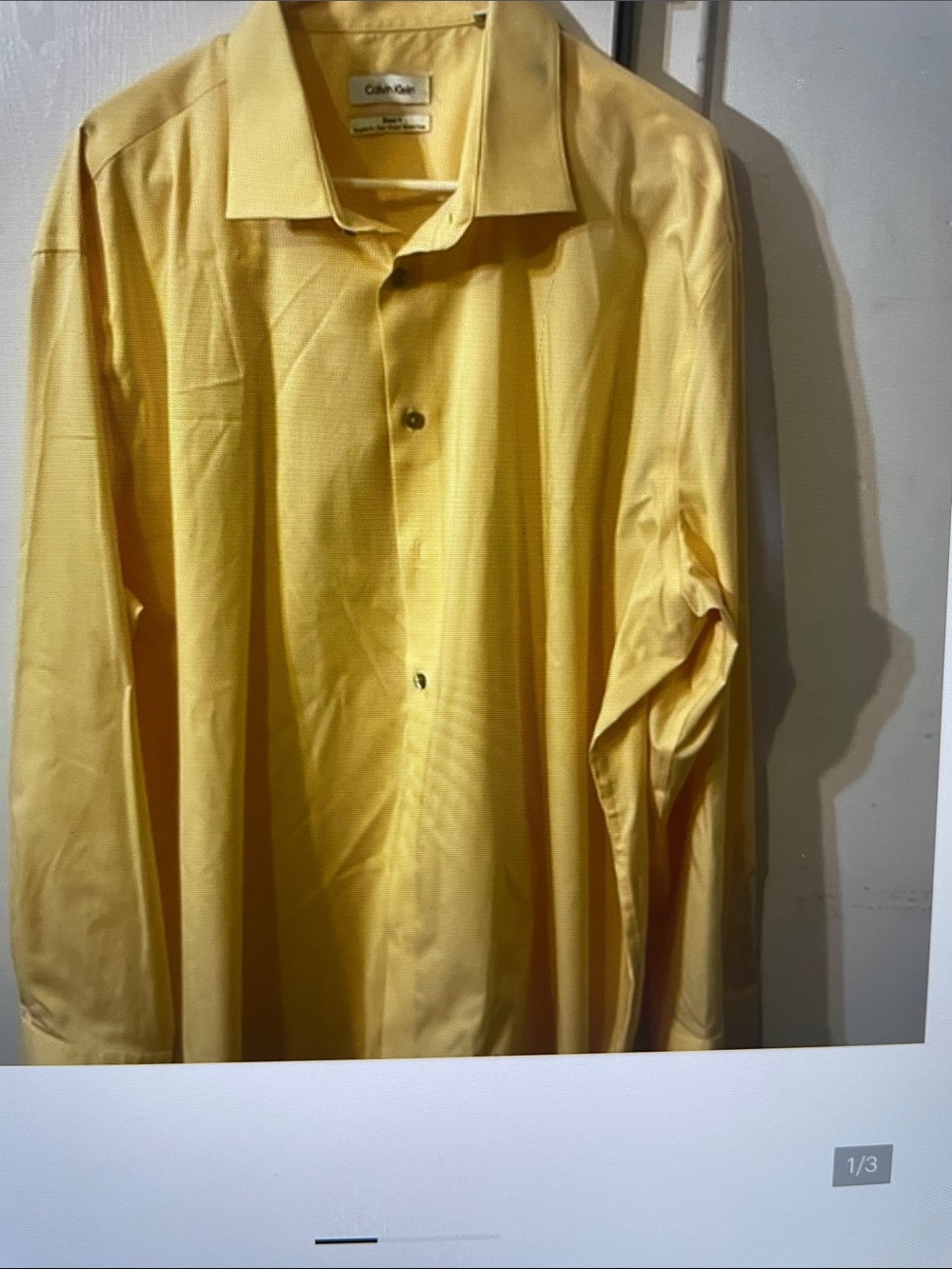 Calvin Klein Bright Yellow Men's Long-Sleeve Dress Shirt